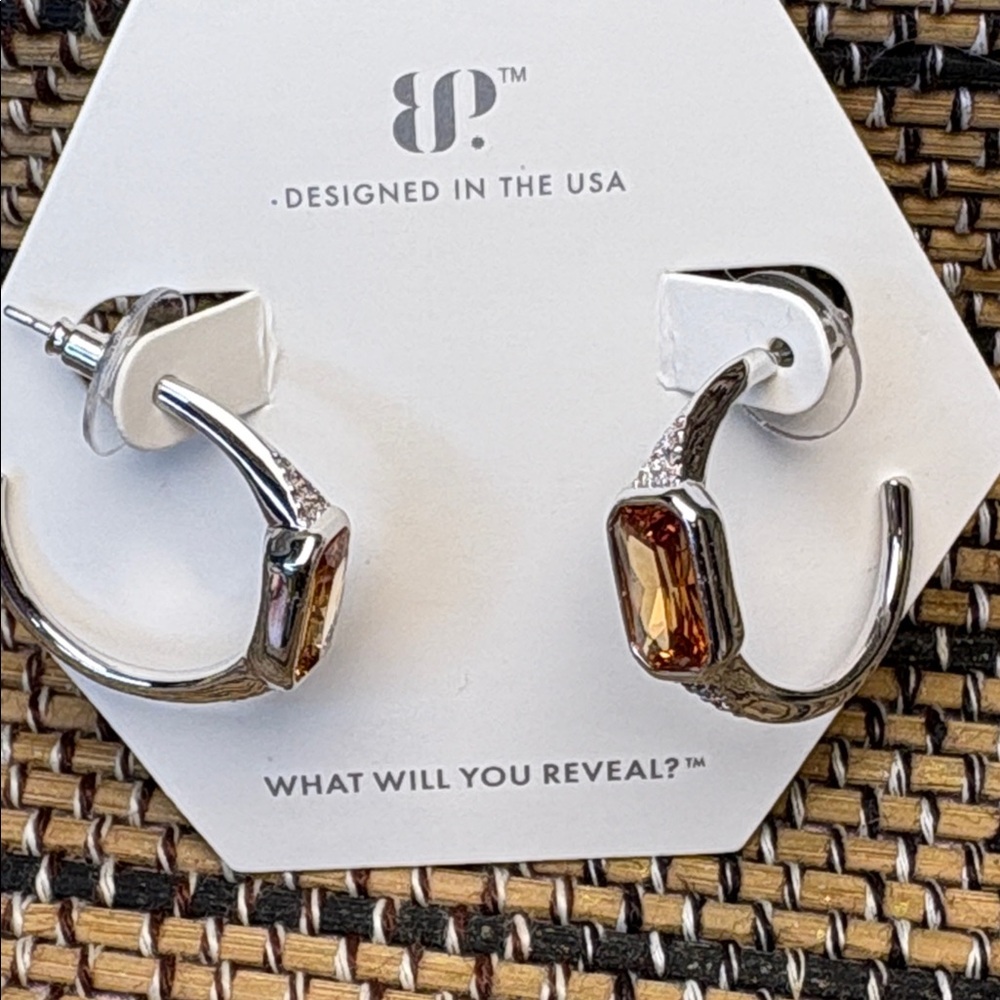 BP Silver Hoops with Amber Accents